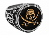 Round "Pirate" Signet Ring Men's Stainless Steel SR213