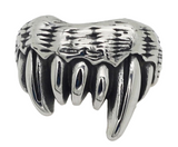 Vampire Fangs Ring Men's Biker Stainless Steel SR217