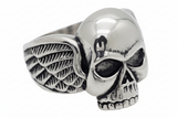 Winged Skull Ring Men's Biker Stainless Steel SR218