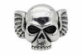 Winged Skull Ring Men's Biker Stainless Steel SR218
