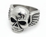 Winged Skull Ring Men's Biker Stainless Steel SR218