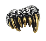 Men’s Vampire Fang Ring Gold Edition Stainless Steel Gothic Jewelry SR223