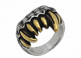 Men’s Vampire Fang Ring Gold Edition Stainless Steel Gothic Jewelry SR223