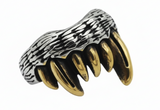 Men’s Vampire Fang Ring Gold Edition Stainless Steel Gothic Jewelry SR223