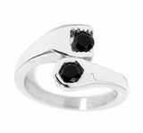 Black Wrench Ring Black Stones Stainless Steel SR227