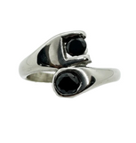 Black Wrench Ring Black Stones Stainless Steel SR227
