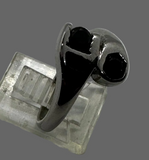 Black Wrench Ring Black Stones Stainless Steel SR227