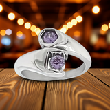 Purple Wrench Ring Ladies February Birthstone Ring Stainless Steel SR22