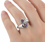 Purple Wrench Ring Ladies February Birthstone Ring Stainless Steel SR22