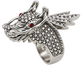 NEW* Men's Bling Dragon Ring Red Eyes Stainless Steel SR230