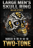 Large Skull Ring Blue Eyes Two-Tone Silver & Gold Men's Biker Stainless SR232
