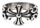 Sculpted Gothic Cross Ring Men's Biker Stainless Steel SR233