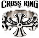 Sculpted Gothic Cross Ring Men's Biker Stainless Steel SR233