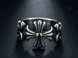 Sculpted Gothic Cross Ring Men's Biker Stainless Steel SR233