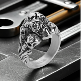 Skull Family Ring Men's Multiple Skulls Ring Stainless Steel SR23