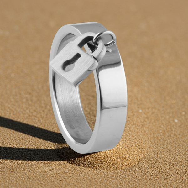 "Love" Lock Ladies Ring Wedding Band Stainless Steel SR24