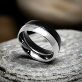 Fusion Ring Black & Silver Comfort Fit Band Unisex Wedding Band Stainless Steel SR26