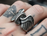 Large Winged Wheel Ring Biker Stainless Steel Men's Ring SR27
