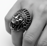 Indian Chief Ring Biker Stainless Steel Men's Ring SR28