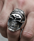 Aviator Skull Ring Biker Stainless Steel Men's Ring SR29