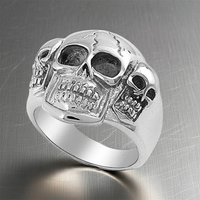 "3 Skulls" Biker Ring Men’s Stainless Steel SR35