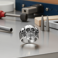 "3 Skulls" Biker Ring Men’s Stainless Steel SR35