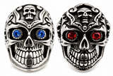Gothic Skull Ring with Blue or Red Eyes Men's Biker Stainless Steel SR36