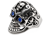 Gothic Skull Ring with Blue or Red Eyes Men's Biker Stainless Steel SR36