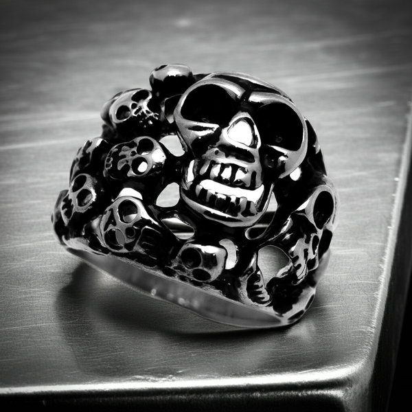 Bigger Skull Family Ring Stainless Steel Men's SR37