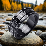 8mm Black Intricate Cut Comfort Fit Ring / Wedding Band Stainless Steel SR42