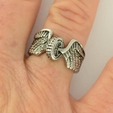 Small Winged Wheel Ring Ladies Biker Ring Stainless Steel SR44