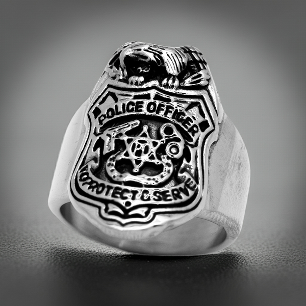 Police Shield Ring Men's Stainless Steel Ring SR49