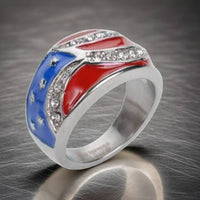 Ladies American Flag Ring Stainless Steel SR4