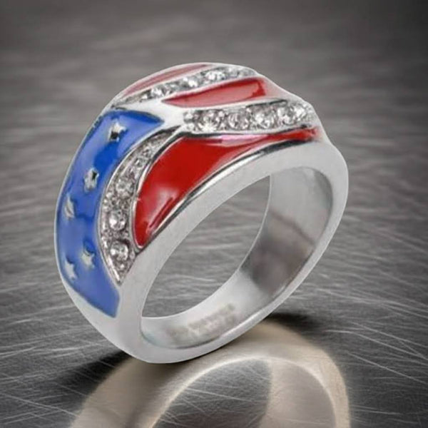 Ladies American Flag Ring Stainless Steel SR4