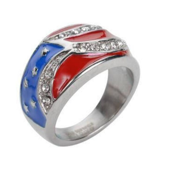 Ladies American Flag Ring Stainless Steel SR4