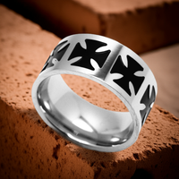Iron Cross Ring Unisex Wide Comfort Fit Ring Biker Jewelry Stainless Steel SR50