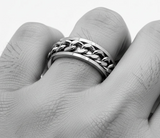 Cuban Chain Spinner Ring Unisex Comfort Fit Band Wedding Ring Stainless Steel SR52