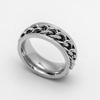 Cuban Chain Spinner Ring Unisex Comfort Fit Band Wedding Rings Silver Edition Stainless Steel SR52