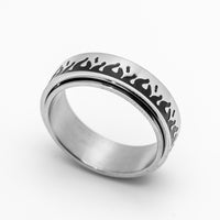 Flames Spinner Ring Men's Wedding Band Stainless Steel SR53
