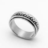 Flames Spinner Ring Men's Wedding Band Stainless Steel SR53