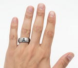 Skulls & Crossbones on Brushed Satin Band Stainless Steel SR54