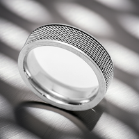 Mesh Styled Ring Unisex Wedding Band Comfort Fit Stainless Steel SR55