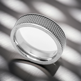 Mesh Styled Ring Unisex Wedding Band Comfort Fit Stainless Steel SR55