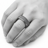 Mesh Styled Ring Comfort Fit Unisex Wedding Band Stainless Steel SR55