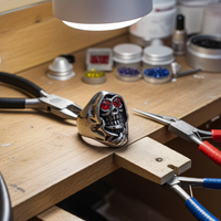 Grim Reaper Ring with Red Eyes Men's Stainless Steel SR59