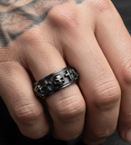 All Black "Skulls & Crosses" Spinner Ring Unisex Stainless Steel SR60