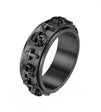 Black Skulls & Crosses Spinner Ring Unisex SR60