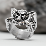 Talon Skull Ring "Freedom or Death" Stainless Steel Heavy Metal Jewelry Men's SR62