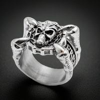Talon Skull Ring "Freedom or Death" Stainless Steel Heavy Metal Jewelry Men's SR62