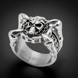 Talon Skull Ring "Freedom or Death" Stainless Steel Heavy Metal Jewelry Men's SR62